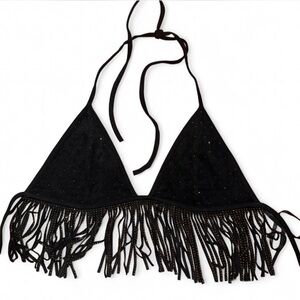 Windsor Black Fringe Bikini Rhinestone  Top
